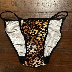 Leopard Print Satin String Bikini Panties